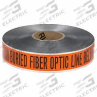 APPROVED VENDOR Underground Marking Tape: 1,000 ft Tape Lg, Orange, Aluminum (MPN 91606). Key specifications — Message: Caution Buried Fiber Optic Line Below; Material: Aluminum.