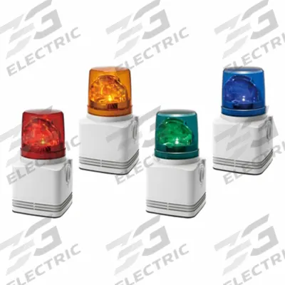 PATLITE Audible Alarms: 24V DC, 8 15/32 in Overall Lg, 3 15/16 in Overall Dia, LED - Tone Alarms with Rotating Light