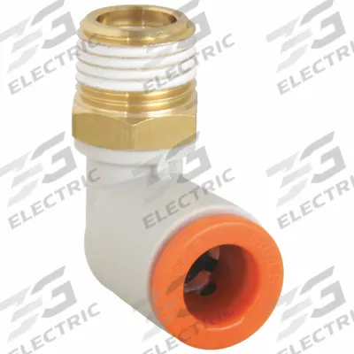 SMC Push-Fit Elbow Fitting: 1/4 in OD x 3/8 in Pipe Size, Push-to-Connect x BSPT - Polybutylene & Brass Tube Fittings