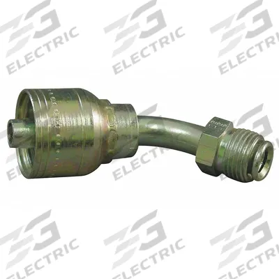 AEROQUIP Hydraulic Crimp Fitting: Steel x Steel, 45° Elbow, -6 For Hose Dash Size - Aeroquip Crimp Hydraulic Hose Fittings with Inverted Flare Connection