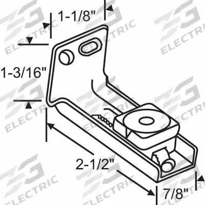 APPROVED VENDOR Closet Door Pivot Bracket: 1 1/8 in Wd, 1 3/16 in Ht - Hanging Door Pivots