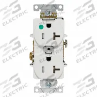 LEVITON Duplex Receptacle Outlet: Hospital Grade, Duplex, 5-20R, White, 125V AC, 20 A (MPN T8300-W)