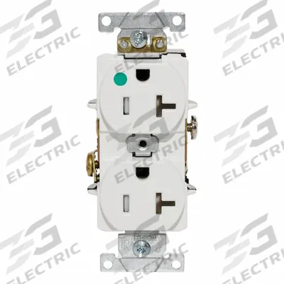 LEVITON Duplex Receptacle Outlet: Hospital Grade, Duplex, 5-20R, White, 125V AC - General Purpose Receptacles