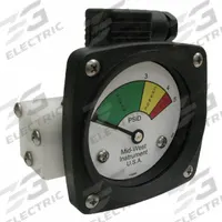 MIDWEST INSTRUMENT 3-Color Differential Pressure Indicator: 1,000 psig Max. Static Pressure, 522 (MPN 522P-005V-LA). Key specifications — Brand: MIDWEST INSTRUMENT; Accuracy: ±5% of Full Scale; Sensor Material: Viton; Housing Material: Acetal Plastic; Transition Points: 0 psid to 3 psid (Green) / 3 psid to 4 psid (Yellow) / 4 psid to 5 psid (Red).