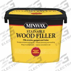 MINWAX Wood Filler: 64 fl oz Container Size, Tub, Wood Filler (MPN 428550000). Key specifications — Finishing Features: Sandable; Brand: MINWAX.