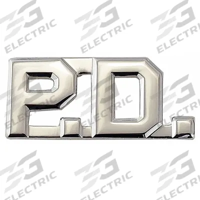 HEROS PRIDE Metal Rank Insignia: P.D., 1/2 in, Silver, Metal, Clutch Pin, Rank Insignia - Metallic Insignia