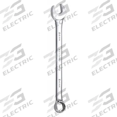 WESTWARD Combination Wrench: Alloy Steel, Chrome, 24 mm Head Size, 12 3/8 in Overall Lg - Metric 12-Point Combination Wrenches