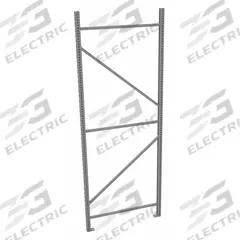TENNSCO Bulk Storage Upright Frame: 96 in Overall Ht, 14 ga, 17,000 lb Load Capacity, Zinc-Plated (MPN BUF-3696). Key specifications — Overall Depth: 36 in; Color: Gray; Finish: Zinc-Plated; Brand: TENNSCO.
