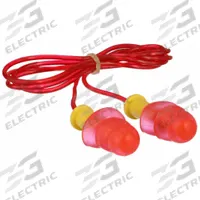 CONDOR Ear Plugs: Flanged, 25 dB NRR, Gen Purpose, Corded, Reusable, Push-In, Red/Yellow, 50 PK (MPN 55PD66). Key specifications — Earplug Color: Red/Yellow; Brand: CONDOR; Style_Subhead: Corded.