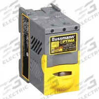BUSSMANN Fuse Block: Finger-Safe, 3 Pole, 600 V AC, DIN Rail/Panel Mounting, Box Lug Termination (MPN OPM-1038R). Key specifications — Brand: BUSSMANN.
