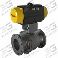 SHARPE Pneumatically Actuated Two-Way Ball Valve: 4 in Size, Carbon Steel, Flange x Flange (MPN 4350034060). Key specifications — Brand: SHARPE; Pilot Solenoid Voltage: Not Included.