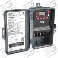 TORK Electronic Timer: 24 hr, Not Astronomic, 120-277V AC, SPST, Digital (MPN E101B). Key specifications — Body Material: Plastic; Indoor/Outdoor Usage: Outdoor; Astronomic Functionality: Not Astronomic; Mounting Style: Surface; Brand: TORK.