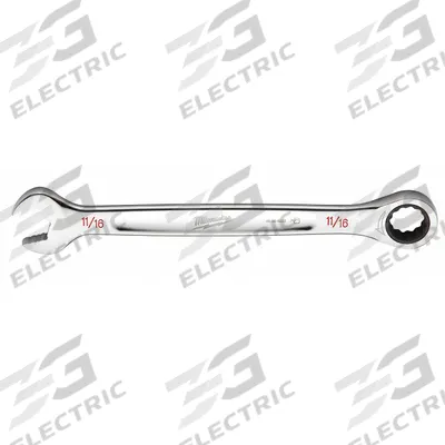 MILWAUKEE Ratcheting Combination Wrench: Chrome Vanadium Steel, Chrome, 11/16 in Head Size - SAE 12-Point Ratcheting Combination Wrenches