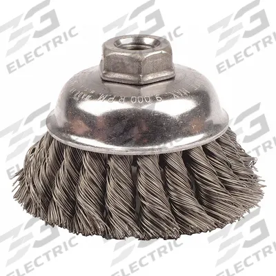 WEILER End Brush: Twisted Steel, 3 1/2 in Dia, 0.02 in Fill Dia - Heavy-Cleaning Brushes for Contoured Carbon Steel Surfaces