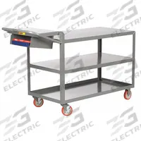 LITTLE GIANT Utility Cart: 1,200 lb, 3 Shelves, 48 in L x 18 in W x 40 in H Overall Dim, Flat (MPN 3LG-1832-WS-P-BK). Key specifications — Caster Wheel/Tread Material: Polyurethane; Brand: LITTLE GIANT; Caster/Wheel Configuration: (2) Rigid.