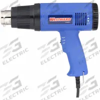 WESTWARD Heat Gun Kit: Pistol-Grip, Surface Temp Control, 120V AC, Two-Prong, 10 A Current (MPN 4HWK2). Key specifications — attr1324916: (1) Bare Tool, (4) Attachments; attr1257106: Two-Prong; attr1257126: No; attr1257132: WESTWARD; attr1257155: 115V AC.