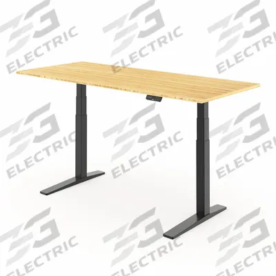 FLEXISPOT Standing Desk: Tan, Bamboo, 72 in Overall Wd, 30 in Overall Dp - Electric Adjustable-Height Desks