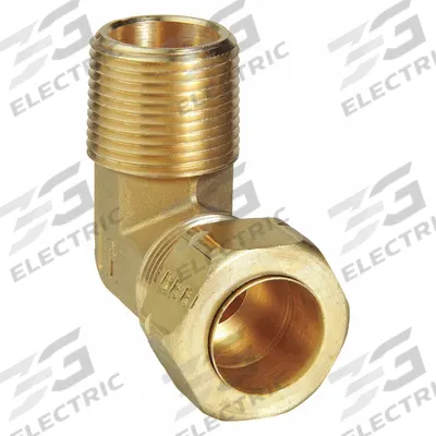 PARKER Compression Fitting Elbow: 3/4 in OD x 3/4 in Pipe Fitting Size, Compression x MNPT - Self-Aligning Brass Compression Fittings