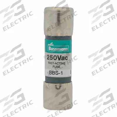 BUSSMANN Fuse: BBS Series, Midget, Fast-Acting, 1 A, 600 V AC, 13/32 in x 1 3/8 in - Fast-Acting Cylindrical Fuses