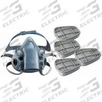 3M Half Mask Respirator Kit: 4 Cartridges Included, (4) Acid Gas (AG) Cartridge, Silicone (MPN 3PB39-3AG78). Key specifications — Includes: (4) Acid Gas (AG) Cartridge; Facepiece Material: Silicone.