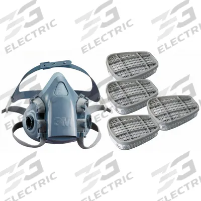 3M Half Mask Respirator Kit: 4 Cartridges Included, (4) Acid Gas (AG) Cartridge - 3M Half-Mask Respirators