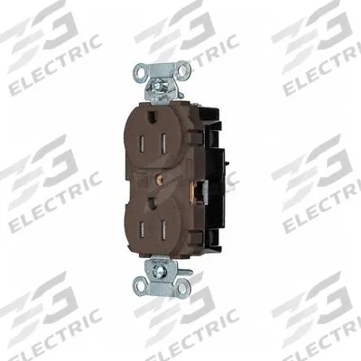 HUBBELL Receptacle: Duplex, 5-15, Brown, 125V AC, 15 A, 2 Pole / 3 Wire (MPN 5262STTR) - General Purpose Receptacles