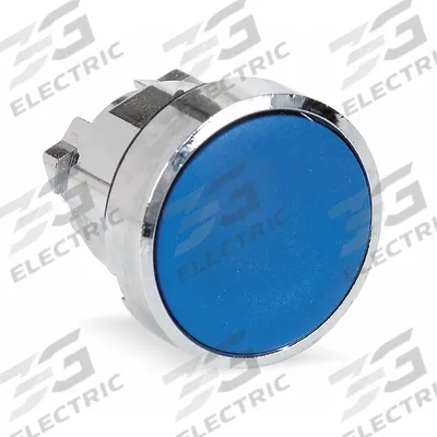 SCHNEIDER Flush Push Button: Blue, 22 mm Mounting Size, Metallic - Flush-Mount & Recessed Push-Button Operators