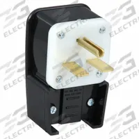 LEVITON Straight Blade Plug: 6-30P, 250V AC, 30 A, 2 Pole, 3 Blade, Black (MPN 9630-P)