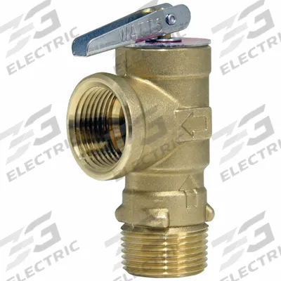 Watts Pressure Relief Valve: MNPT x FNPT, 3/4 in x 3/4 in, Brass - ASME Section XIII Hot Water Pressure Relief Valves