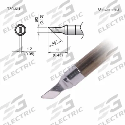 HAKKO Soldering Tip: T39 Series, Knife, 3 mm W - T39 Series Soldering Tips