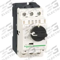 SCHNEIDER Manual Motor Starter: Non-Reversing, 3 Poles, 1.6 A, Thermal Protection, Selector Switch (MPN GV2P06). Key specifications — Maximum Voltage Rating: 600V AC; Brand: SCHNEIDER; Thermal Units Required: None (Starter Includes Integrated Thermal Units); Frame Size (Width): 45mm.