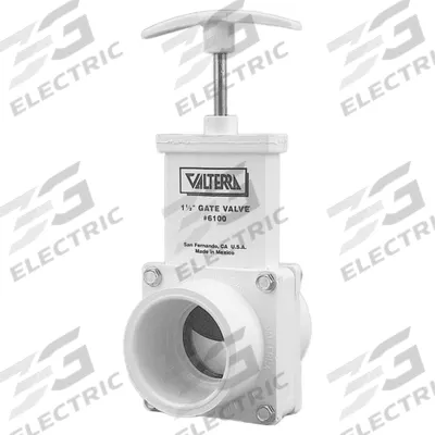 VALTERRA Gate Valve: 1 1/2 in Size, PVC, Rising, Slip x Spigot, 45 psi CWP, Lever - Rising Stem PVC General Purpose Gate Valves