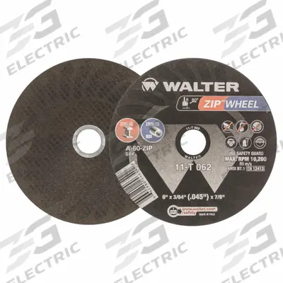 WALTER SURFACE TECHNOLOGIES Abrasive Cut-Off Wheel: Type 1, 6" x 3/64" x 7/8", Aluminum Oxide - General Purpose Cut-Off Wheels for Carbon & Stainless Steel