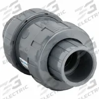 HAYWARD Check Valve: Ball, Inline Valve Body, PVC, 1 1/2 in Pipe Size, True Union Socket/NPT, Std (MPN TC10150ST). Key specifications — Ball Material: PVC; Brand: HAYWARD.