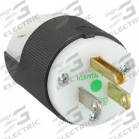 HUBBELL Straight Blade Plug: Hospital Grade, 5-15P, 125V AC, 15 A, 2 Pole, 3 Blade, Black/White (MPN HBL8215C)