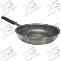 CRESTWARE Fry Pan: Non-Stick, 10 1/2 in Top Dia, Aluminum, Silver, Aluminum, NSF Certified, Teflon (MPN FRY10SH). Key specifications — Brand: CRESTWARE; Handle Color: Gray; NSF Certified: Yes; Product Type: Fry Pan; Body Color: Silver; Handle Material: Aluminum; Body Material: Aluminum; Handle Type: Riveted.