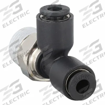 LEGRIS Push-Fit Tee Fitting: 1/8 in OD x 1/8 in OD x 1/8 in Pipe Size, Tube x Tube x MNPT - Nylon & Nickel-Plated Brass Tube Fittings