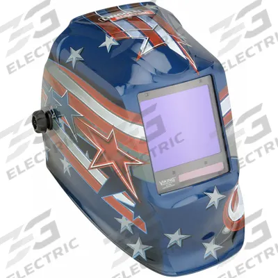 LINCOLN ELECTRIC Welding Helmet: Auto-Darkening, 4 Arc Sensors, Blue/Red/White - Auto-Darkening Welding Helmets - Graphic