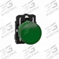 SCHNEIDER ELECTRIC Pilot Light: 22 mm Panel Mounting Size, Green, LED, XB5 Series (MPN XB5AVG3). Key specifications — Series: XB5; Brand: SCHNEIDER; Includes Push-To-Test: No Push-To-Test Included.