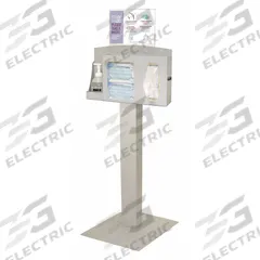 BOWMAN DISPENSERS Respiratory Hygiene Station: 18 in Overall Wd, 18 in Overall Dp, 3 Compartments (MPN BD102-0012). Key specifications — Material: Plastic; Color: Brown; Brand: BOWMAN DISPENSERS; Product Type: Respiratory Hygiene Station; Compatible Dispensing Product: Face Masks.