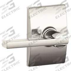 SCHLAGE RESIDENTIAL Door Lockset: Privacy Lever Locksets, Nickel, ADA Compliant (MPN F40 LAT 618 CEN). Key specifications — Ligature Resistance: Not Ligature-Resistant; Brand: SCHLAGE RESIDENTIAL; Lockset Function ANSI Code: F76; Visual Indicator Message: No Message; Lockset Style: Latitude; ADA Compliant: Yes; Finish: Bright Nickel-Plated, Clear Coated : Brass.