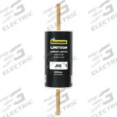 BUSSMANN Fuse: JKS Series, Class J, Bolt-On Body, Fast-Acting, 100 A, 600 V AC, Non-Indicating (MPN JKS-100). Key specifications — Series: JKS; Brand: BUSSMANN.