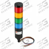 DAYTON Tower Light Assembly: 4 Tier, Amber/Blue/Green/Red, No Sounder Tier, 11 in Overall Ht, 26ZT24. Key specifications — Manufacturer Part Number: 26ZT24; Brand: DAYTON; Operating Voltage: 24V AC/DC; Light Tier Color: Amber.
