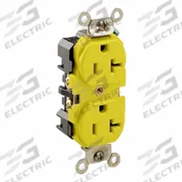 LEVITON Straight Blade Connector: 5-20R, 125V AC, 20 A, 2 Pole, 3 Wire, Yellow (MPN 53CM-62)