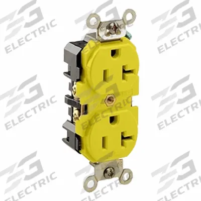 LEVITON Straight Blade Connector: 5-20R, 125V AC, 20 A, 2 Pole, 3 Wire, Yellow (MPN 53CM-62) - General Purpose Connectors