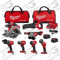 MILWAUKEE Cordless Tool Combination Kit: 7 Tools, 18 V DC Volt, Battery Included, M18 FUEL™, M18™ (MPN 3697-27). Key specifications — attr1176460: Reciprocating Saw.