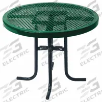 ULTRASITE Patio Table: Green, Expanded Metal, 30 1/4 in Overall Ht, 36 in Overall Dia, Steel, Black (MPN 361L-RDV-Green). Key specifications — Frame Color: Black; Frame Material: Steel; Tabletop Color: Green; Tabletop Material: Expanded Metal.