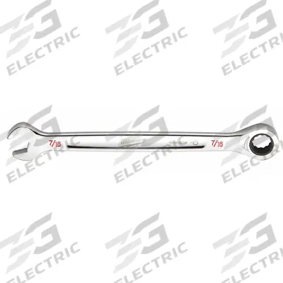 MILWAUKEE Ratcheting Combination Wrench: Chrome Vanadium Steel, Chrome, 7/16 in Head Size - SAE 12-Point Ratcheting Combination Wrenches
