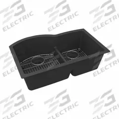 ELKAY Sink: 33 in Overall Lg, 22 in Overall Wd, 10 in Bowl Dp, 17 1/4 in Bowl Lg, 2 Bowls, Black (MPN ELGHU3322RMB0C). Key specifications — Brand: ELKAY; Color Family: Black.