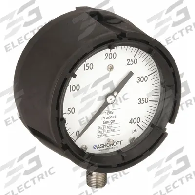 ASHCROFT Process Pressure Gauge: 0 psi to 400 psi, White, 4 1/2 in Dial, 1/2 in NPT Male - All-Stainless Steel Wetted Parts & Casing